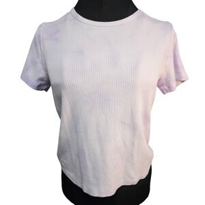 Kelleydeeeee OG Ribbed Tie Dye Crop Top Short Sleeve Size M Lavender Purple